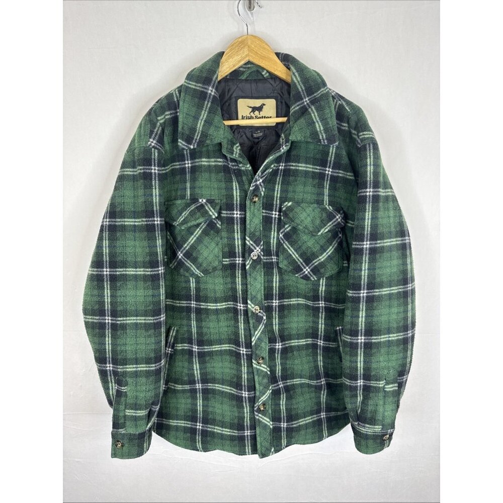 Irish Setter‎ by Red Wing Quilted Flannel Jacket Green Plaid Men’s L